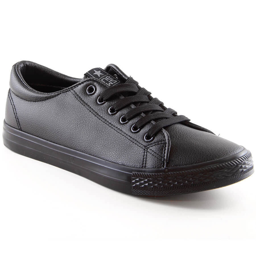 Sapatilhas de homem couro ecol gico News 1500 pretas preto KeeShoes