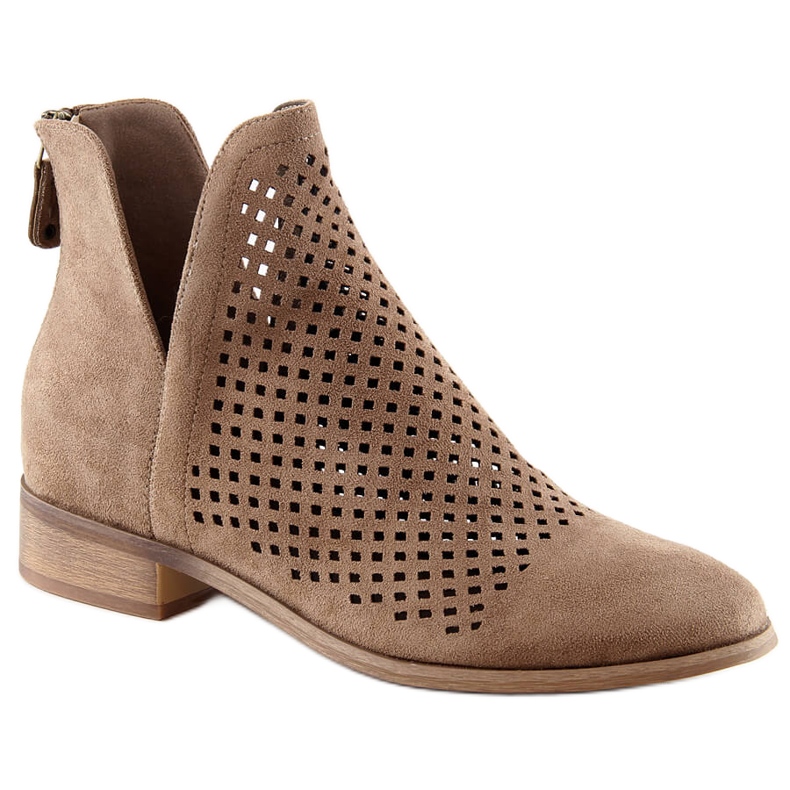 Botas de camurça bege vazadas para mulher Potocki SZ12107