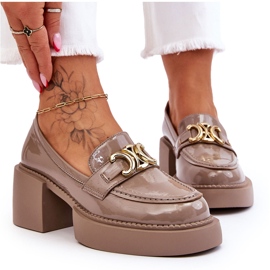 S.Barski Bombas da moda com saltos maciços bege Imani