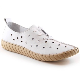 Sapatos femininos cómodos em couro vazados branco Artiker 48C0567