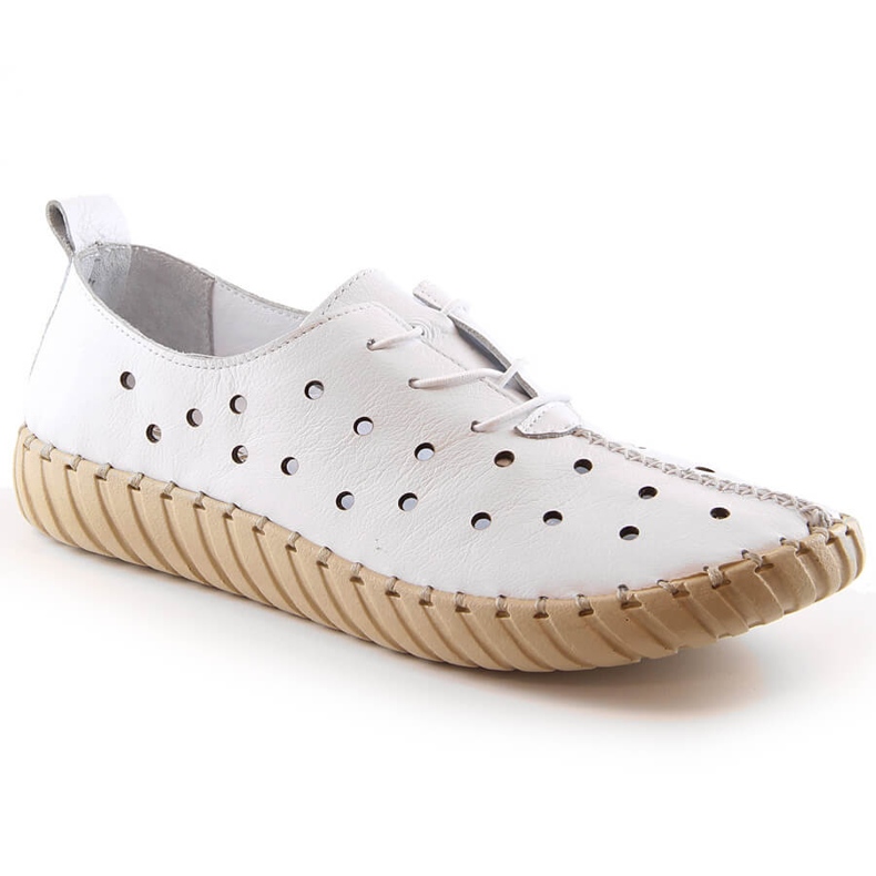 Sapatos femininos cómodos em couro vazados branco Artiker 48C0567