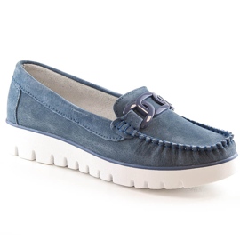 Mocassins de camurça de mulher na plataforma azul Filippo DP3334 Mocassins de camurça de mulher na plataforma azul Filippo DP3334