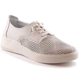 Sapatos de mulher em pele bege vazados Filippo DP4405