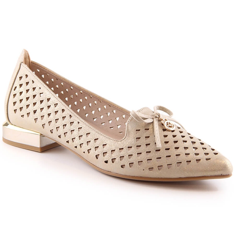 Sapatos pontiagudos dourados vazados femininos Jezzi ASA178-5