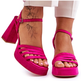 Sandália Feminina Camurça Plataforma Fuchsia Verda rosa