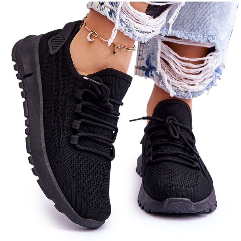 FB2 Tênis esportivo feminino sem cadarço preto Rosett