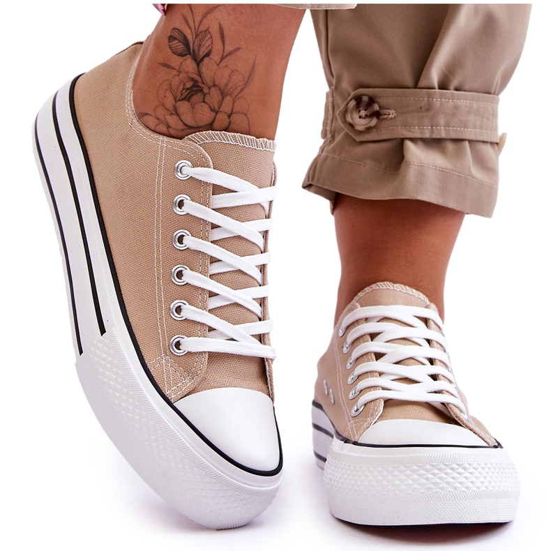 FB2 Tênis Feminino On A Chunky Platform Beige Ember bege