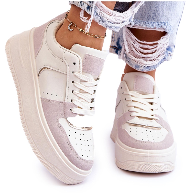 Tênis feminino Bexley plataforma alta bege claro