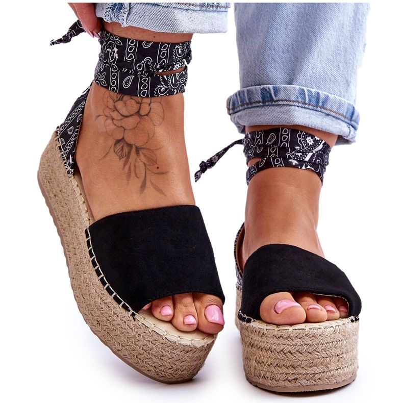 Sandálias de camurça com cunha preta Livia preto