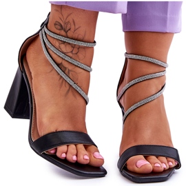 Sandálias da moda com zircões Black Carma preto Sandálias da moda com zircões Black Carma preto