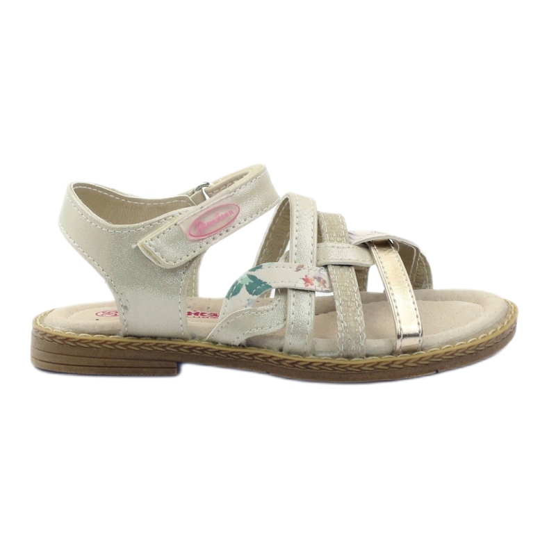 American Club American Sandals Girls for Velcro 15079 bege/ouro