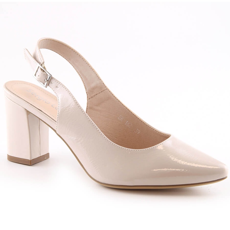 Sandálias de mulher bege em pele envernizada Sergio Leone SK162