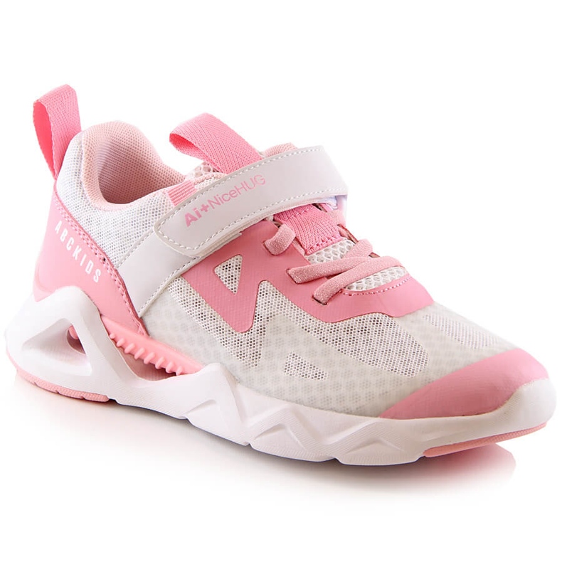 Atletico Sapatos desportivos para menina com velcro branco e rosa AbcKids B022302001