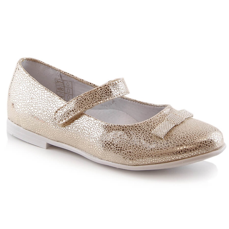 Bailarinas de menina lacadas com velcro dourado Kornecki 6493 Bailarinas de menina lacadas com velcro dourado Kornecki 6493