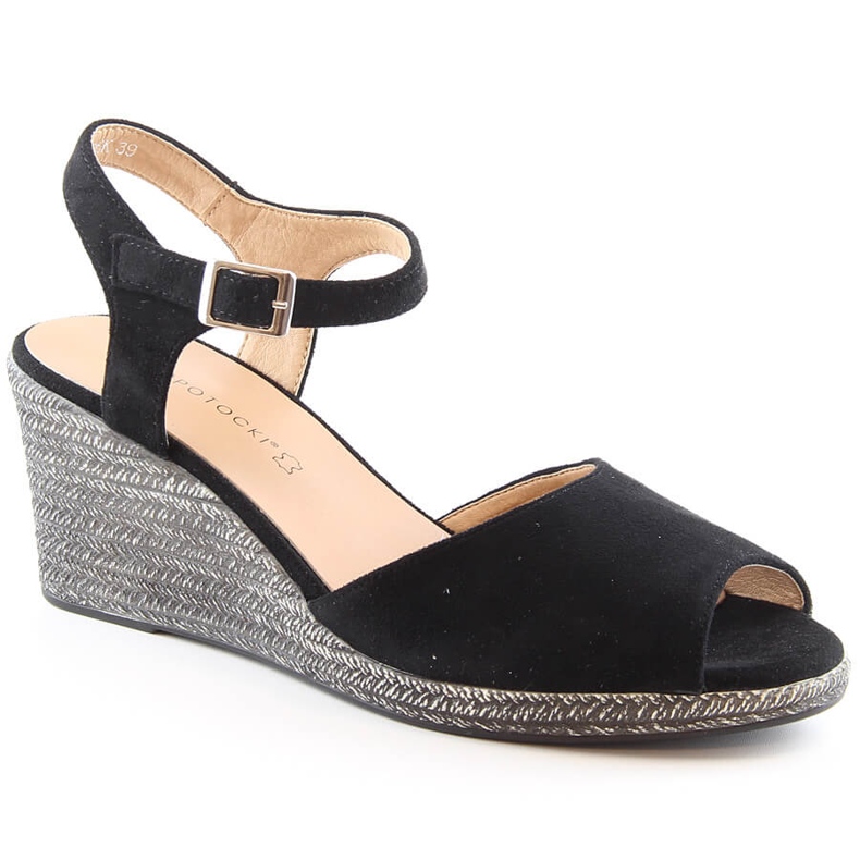 Sandálias de camurça pretas de mulher Potocki SZ12100 preto