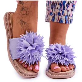 Chinelos femininos de camurça com decoração Giorgia roxa roxo