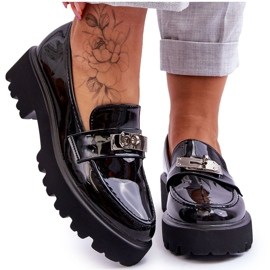 FJ1 Mocassins Laqueados com Decoração de Plataforma Black Glory preto