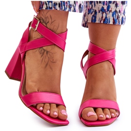 Sandália Michele Fúcsia Elegante no Salto rosa