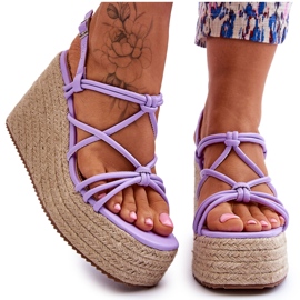 Sandálias da moda Nessia Wedge Wedge com trança roxo