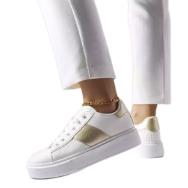 Tênis branco com listra dourada Aurélie