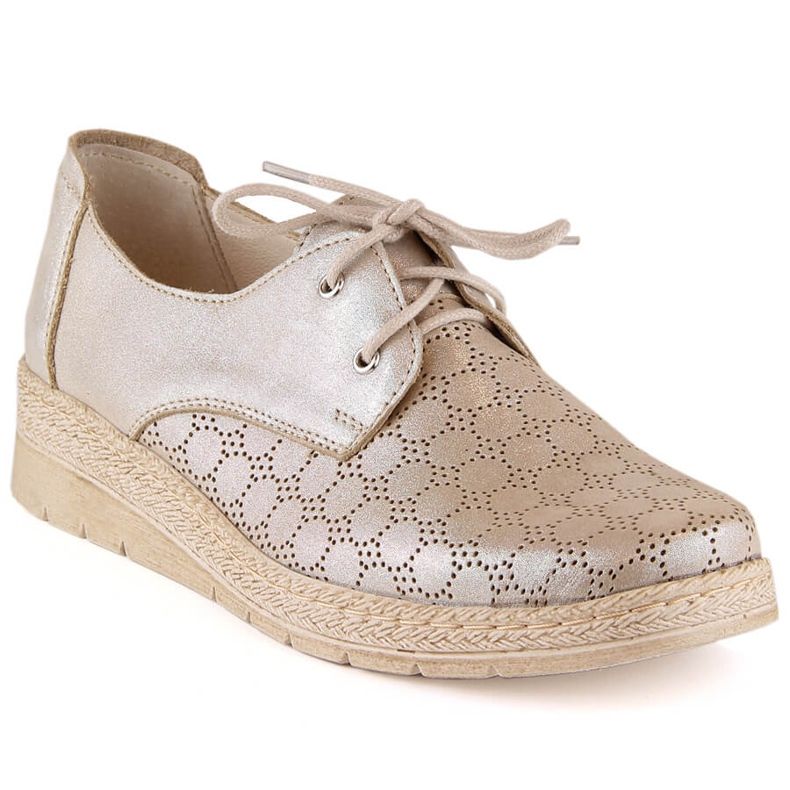 Sapatos femininos confortáveis ​​de couro dourado Helios 401