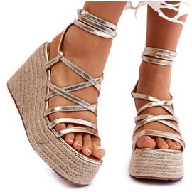 FJ1 Sandálias de cunha douradas Margaritt dourado FJ1 Sandálias de cunha douradas Margaritt dourado