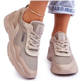 Tênis esportivo feminino com sistema de espuma viscoelástica Big Star tecido LL274A066 bege