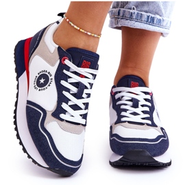Tênis feminino sistema de espuma viscoelástica Big Star LL274538 branco-azul marinho