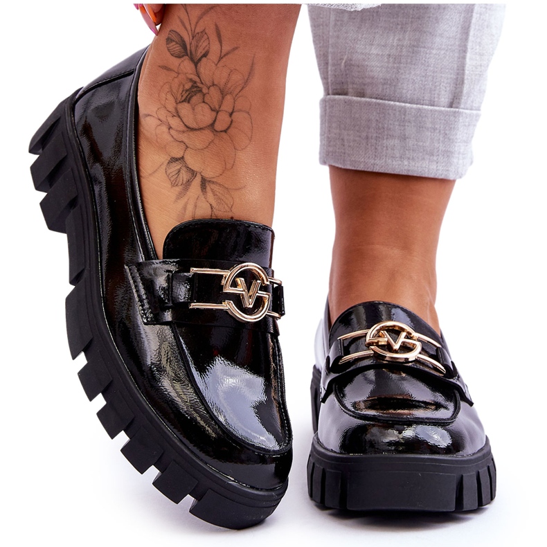 Vinceza Mocassim feminino laqueado preto Sanvi