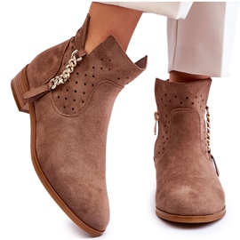 Vinceza Botas femininas de camurça com zíper bege Belliano