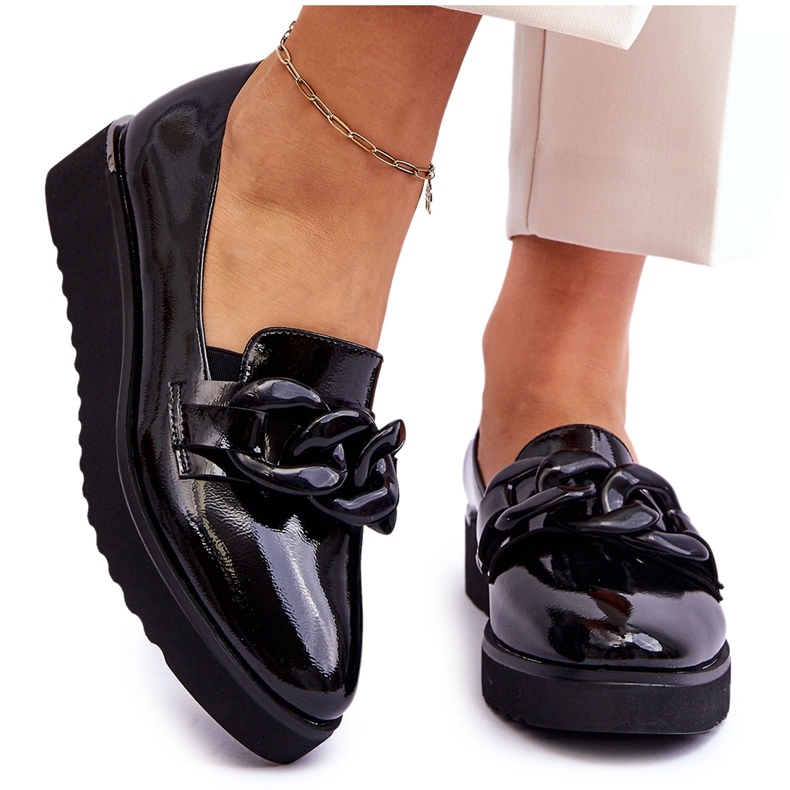 Vinceza Mocassim lacado preto Semma