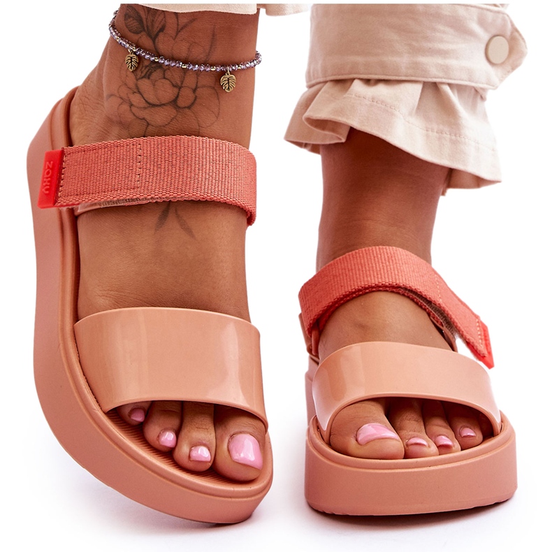 Sandália vegana com velcro ZAXY HH285283 laranja
