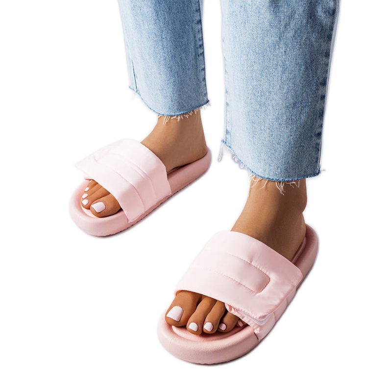 BM Chinelos de velcro rosa Aleron