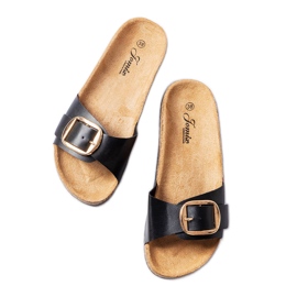 BM Sliders pretos Benoit com fivela