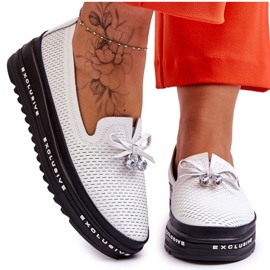 S.Barski Tênis de couro sem cadarço feminino corvo branco