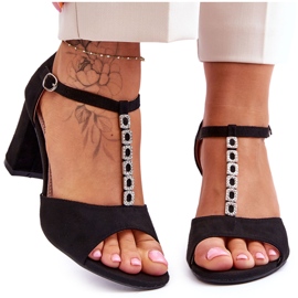 S.Barski Sandálias Femininas de Camurça com Salto Preto Florines