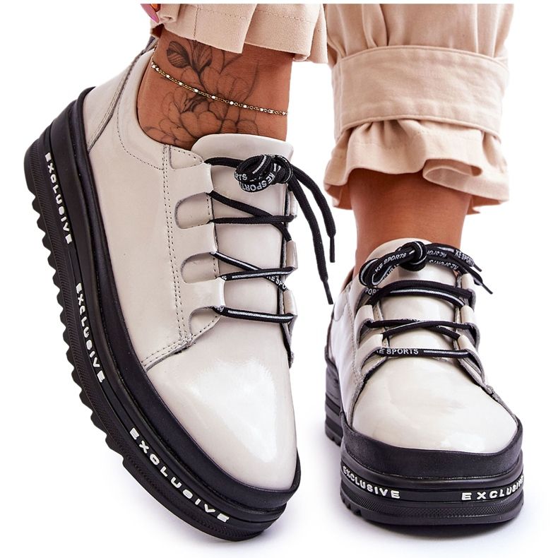 S.Barski Tênis esportivo bege Chantal laqueado