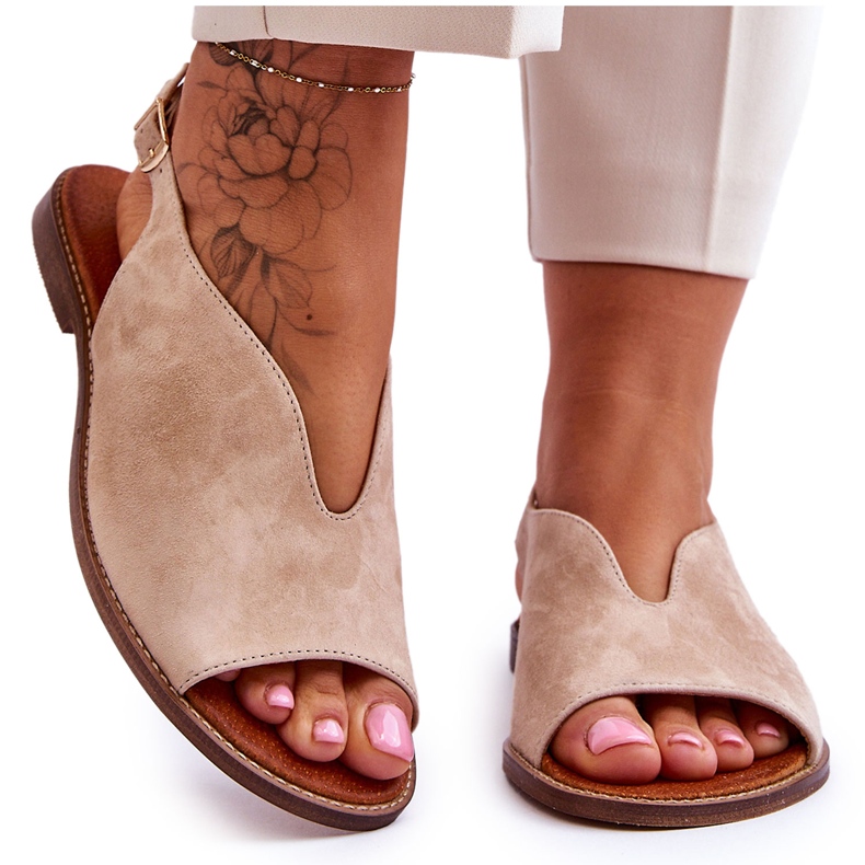 Lewski Shoes Sandália feminina de camurça sapatos Lewski 3220/X bege