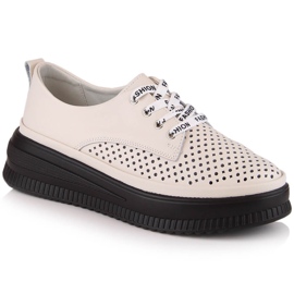 Potocki Sapatos cómodos de pele bege vazados para mulher Artiker 52C1990