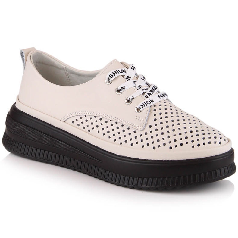 Potocki Sapatos cómodos de pele bege vazados para mulher Artiker 52C1990