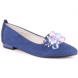 Sabrinas femininas de camurça azul com cristais T.Sokolski W23-464