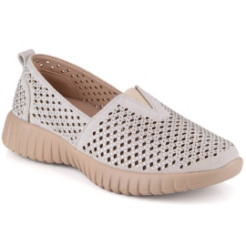 Sapatos femininos sem cadarço vazados com elástico Jezzi MR2270-3 cinza