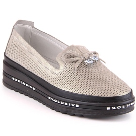 S.Barski AL22400 sapatos femininos de couro confortáveis ​​sem cadarço dourados