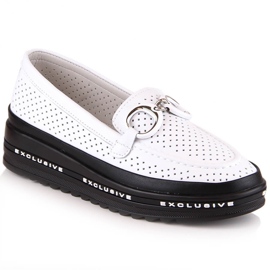Sapato slip-on confortável em couro branco S.Barski LR27750