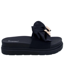 BM Chinelos de plataforma Teddy Black com ursinho de pelúcia preto BM Chinelos de plataforma Teddy Black com ursinho de pelúcia preto