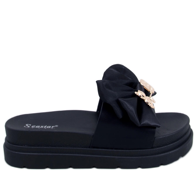 BM Chinelos de plataforma Teddy Black com ursinho de pelúcia preto