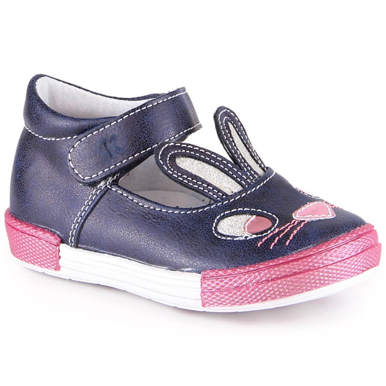 Sapatilha menina bailarina com velcro azul marinho Kornecki 6480
