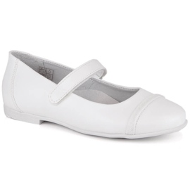 Bailarinas meninas para comunhão com velcro branco Kornecki 6492