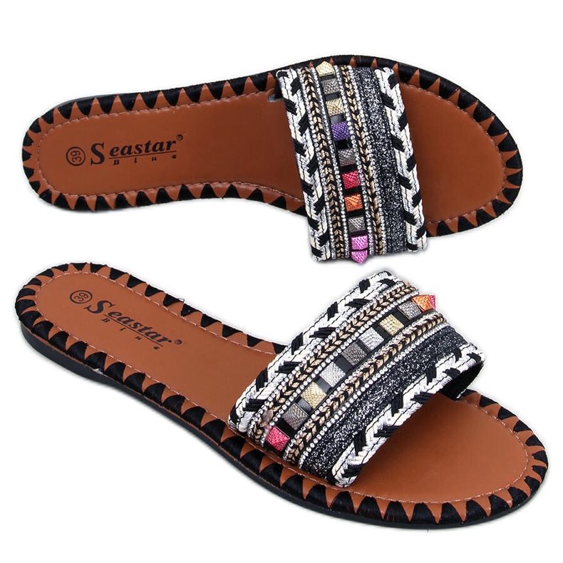 Chinelos marroquinos pretos marrakesh