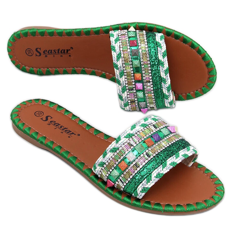 Chinelos marroquinos verde marrakech